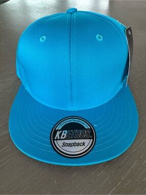 New KBETHOS Solid Teal Flat-Brim Snapback Cap
